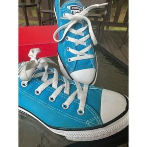 Converse All Star Turquoise Blue Low Top Canvas Sneakers Kids Youth Size 3‎